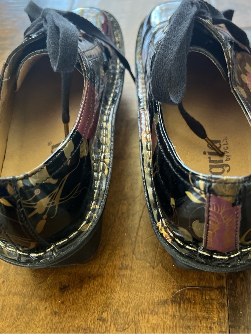 Alegria Abbi comfort lace-up black patent leather platform shoes sz 37 - Picture 6 of 8